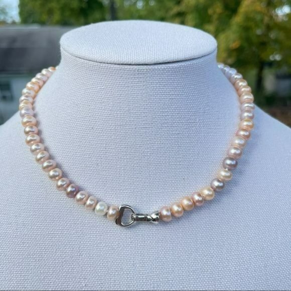 Multicolor Cultured Freshwater Pearl Necklace Bracelet Set Heart Shaped‎ Clasp - Picture 3 of 10